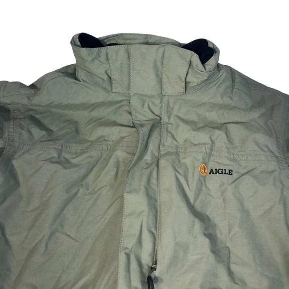 Aigle Mens Full Zip Field Jacket Sage Green Nylon Cotton Size M RN 58909